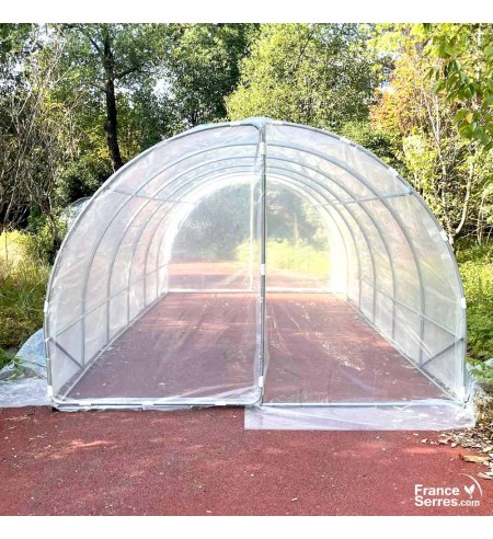 Serre tunnel 18m² 2 portes bâche thermique ref SERBTU25 18 TR France