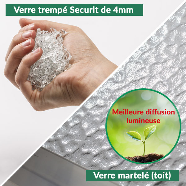 Structure renforcée double arceaux de serre polycarbonate alvéolaire demi-lune