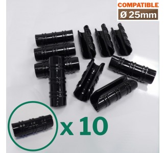 Lot de 10 clips noirs de 8cm pour serre tunnel de jardin de 25mm de diamètre