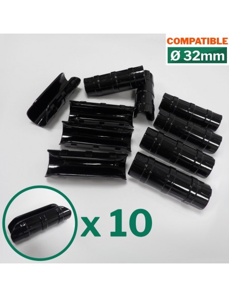 Lot de 10 clips noirs de 10cm pour serre tunnel de jardin de 32mm de diamètre
