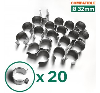 Lot de 20 clips en Acier Inox pour serre tunnel de 32mm de diamètre