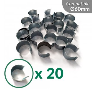 Lot de 20 clips en Acier zingué pour serre tunnel de 60mm de diamètre