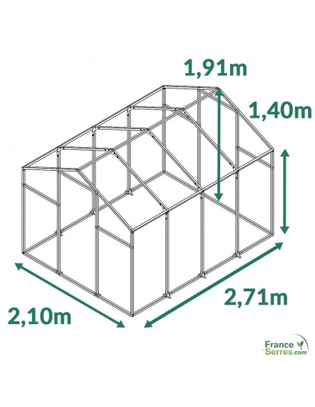 Dimensions Serre polycarbonate 6m²