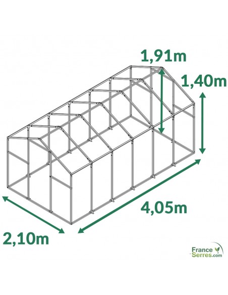 Dimensions Serre polycarbonate 8m²