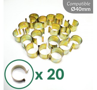 Lot de 20 clips en Acier nickelé pour serre tunnel de 40mm de diamètre