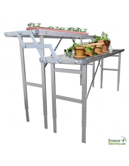 Table de culture pliante en aluminium pour serre de jardin