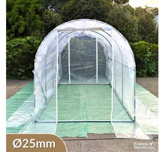 Serre tunnel de jardin 6m2 bâche transparente 150 microns 3 couches