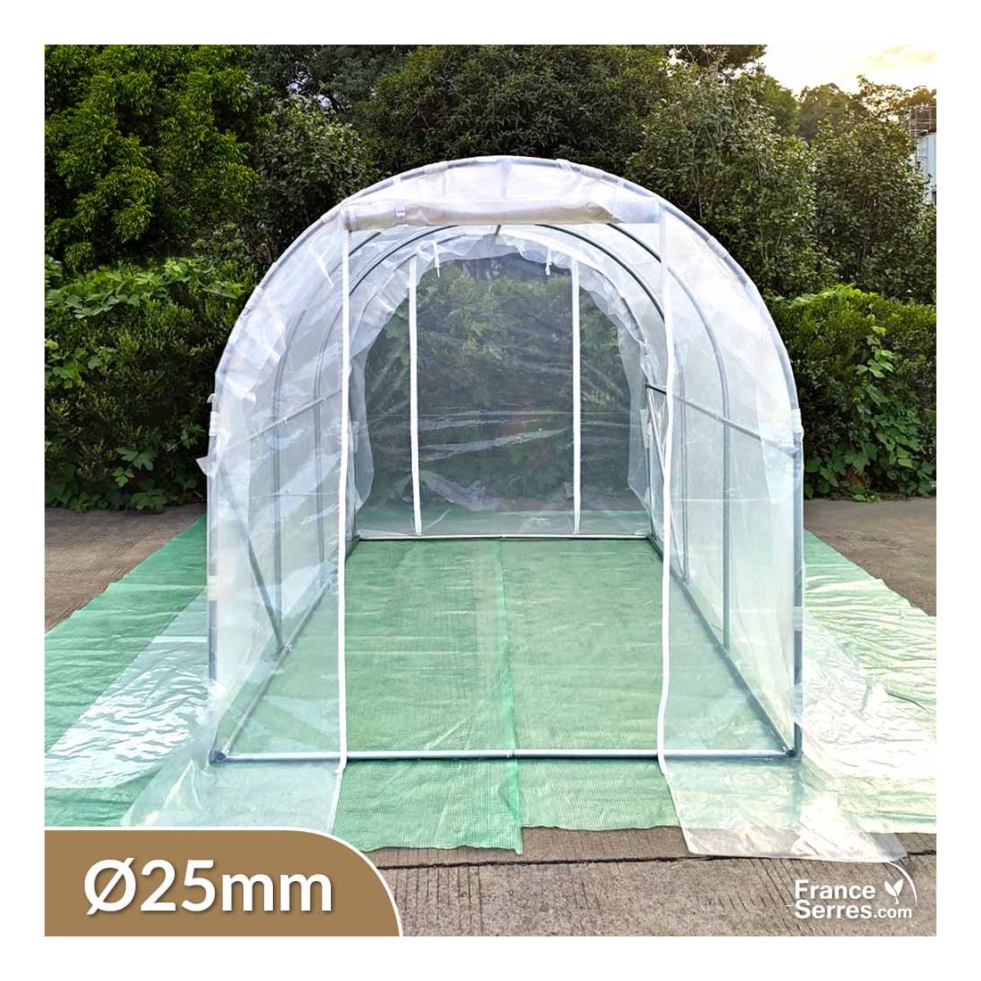 Bâche de Rechange pour Serre de Jardin Tunel 9 m² en Polyéthylène  Imperméable Anti-UV, Vert