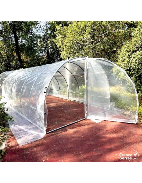 Kit de bâches pour serre tunnel 30m2 avec 2 portes sur charnières