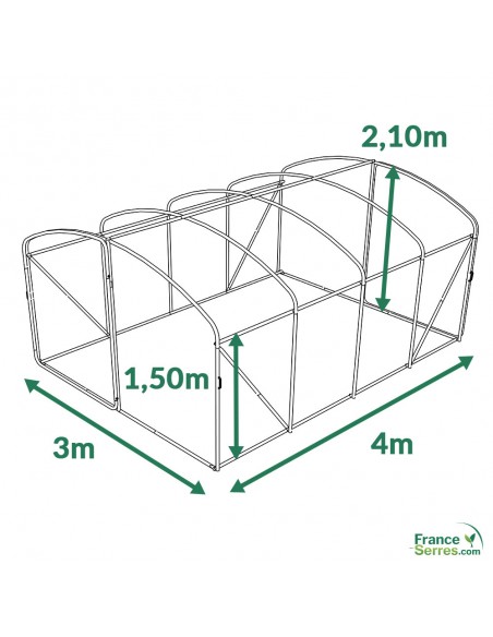 serre tunnel pieds droits 3x4m