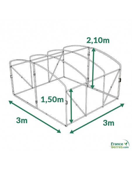 serre tunnel pieds droits 3x3m