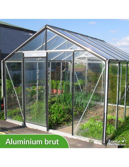 Serre de jardin en verre DROITE 11,35m² - Aluminium brut