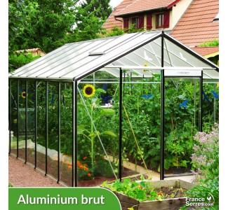 Serre de jardin en verre DROITE 15,88m² - Aluminium brut