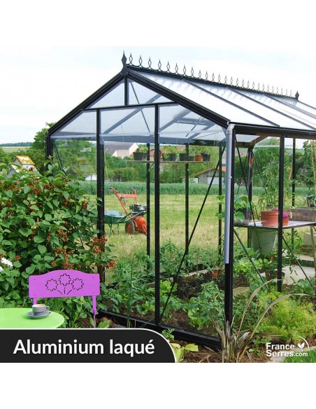 Serre de jardin en verre DROITE 6,91m² - Aluminium laqué