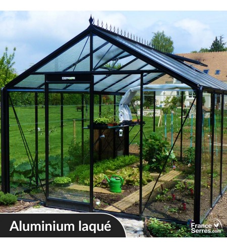 Serre de jardin en verre DROITE 13,62m² - Aluminium laqué