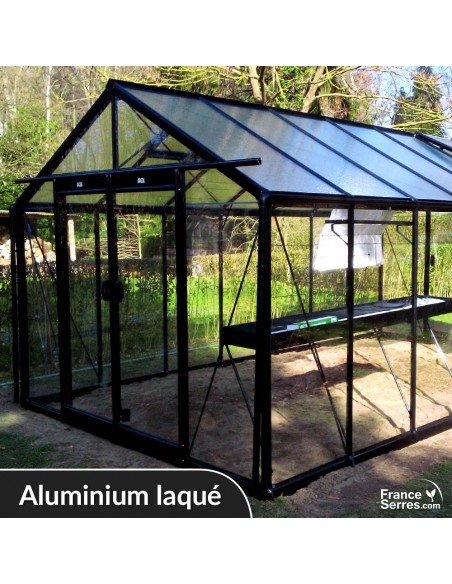 Serre de jardin en verre DROITE 15,88m² - Aluminium laqué