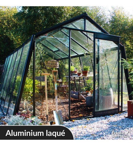 Serre de jardin en verre OBLIQUE 13,62m² - Aluminium laqué