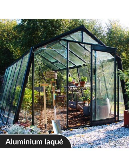 Serre de jardin en verre OBLIQUE 13,62m² - Aluminium laqué