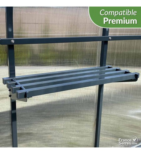 étagère suspendue 75cm pour serre polycarbonate premium grise anthracite