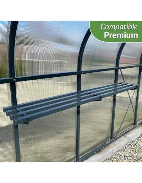 étagère suspendue 150cm grise pour serre polycarbonate premium