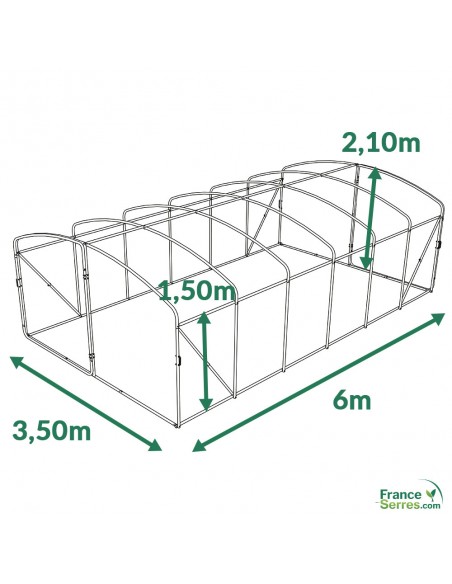 Serre tunnel pied droit 21m²