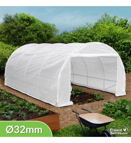 Serre tunnel de jardin de 18m² modulable avec structure de 32 mm