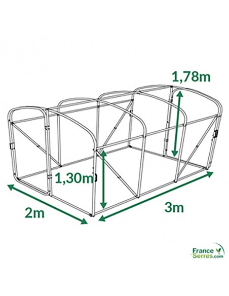 Plan de la serre tunnel de jardin de 6m²