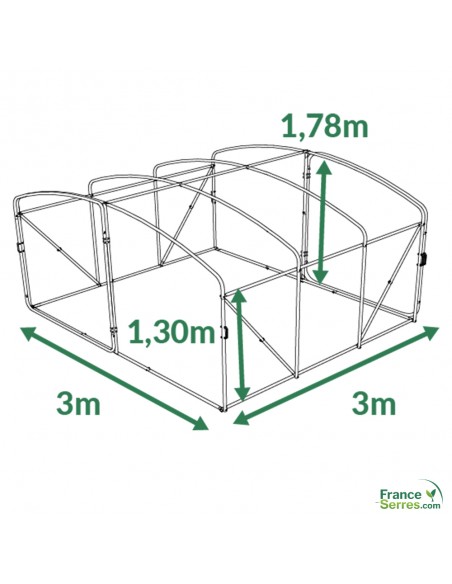 Les dimensions de la serre tunnel à pieds droits