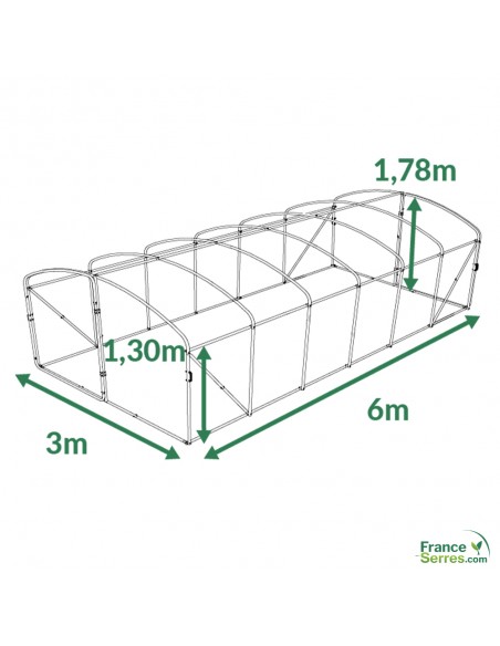 Plan et dimensions de la serre de jardin de 18m²