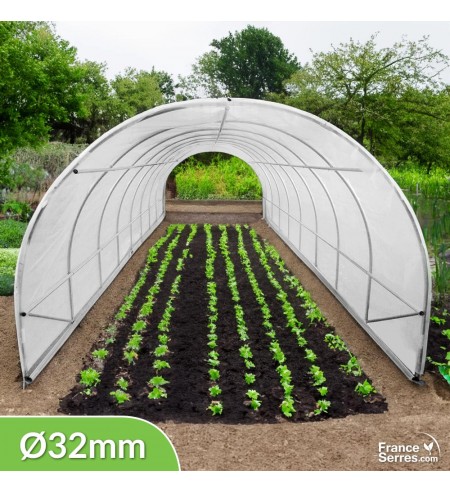 Serre tunnel de jardin de 24m² avec structure et bâche de corps translucide