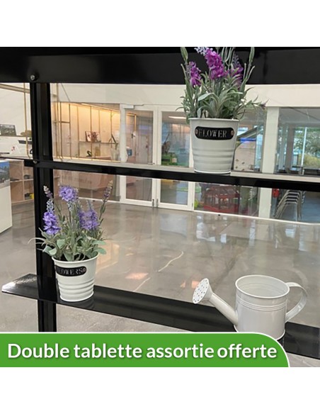 double tablette offerte pour serre en verre
