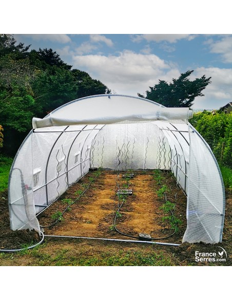Serre tunnel avec fenêtres et grande porte enroulable18m²