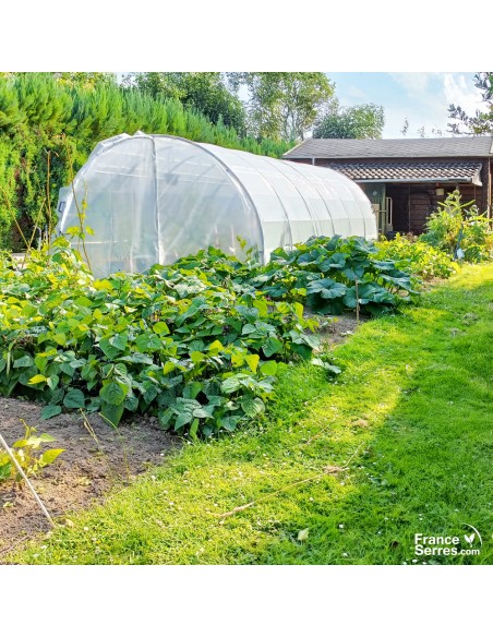 Serre tunnel de jardin avec 2 portes sur charnières et bâche thermique 18m² Ø32mm