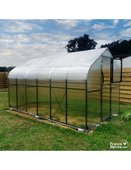 Serre Polycarbonate alvéolaire 10m² avec 2 portes à doubles battants