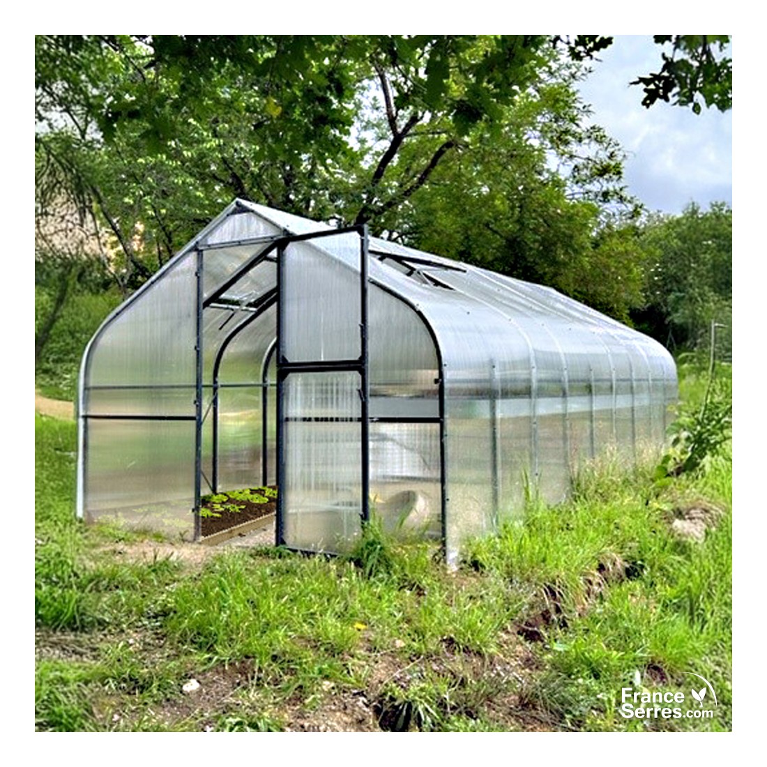 Serre Polycarbonate alvéolaire 18m² avec 2 portes à doubles battants Serre Polycarbonate alvéolaire 18m² avec 2 portes à doubles battants