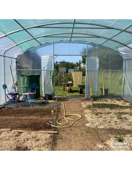 Serre tunnel PRO 40m² bâche transparente 200 microns