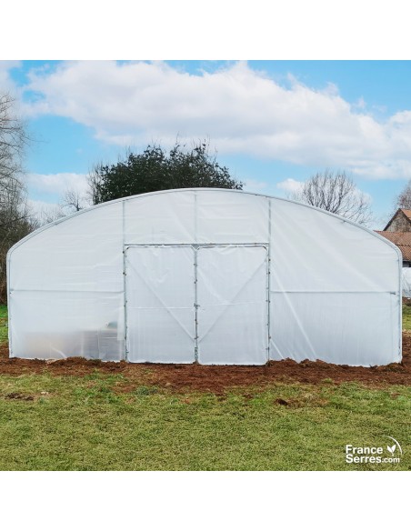Serre tunnel de jardin PRO avec 2 doubles-portes 70m²