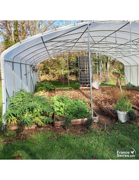 Serre tunnel de jardin PRO avec 2 doubles-portes 70m²