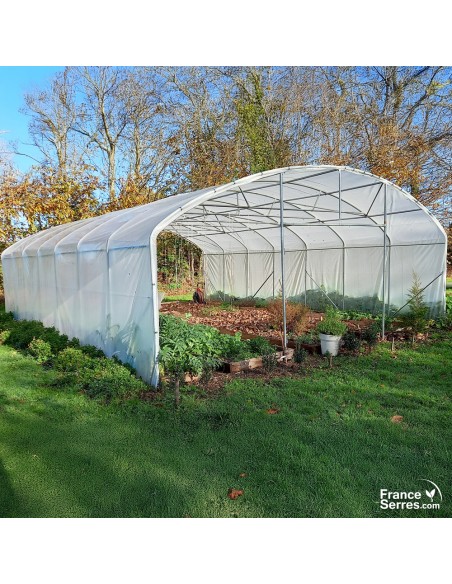 Serre tunnel de jardin PRO avec 2 doubles-portes 70m²