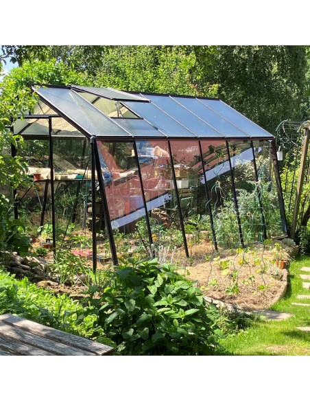 Serre de jardin en verre OBLIQUE 13,62m² - Aluminium laqué