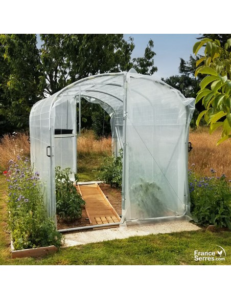 Serre tunnel avec pied droit et deux portes 6m²