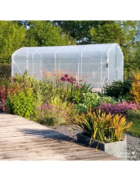 Serre tunnel de jardin à pied droit de 12m² avec deux portes