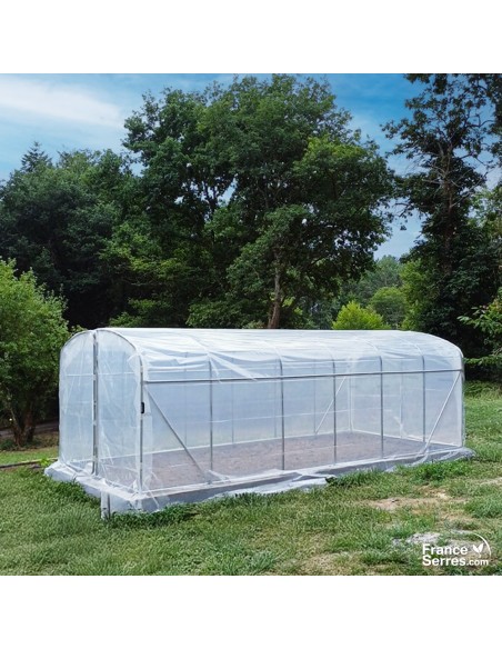 Serre tunnel de jardin avec pied droit et deux portes 18m²