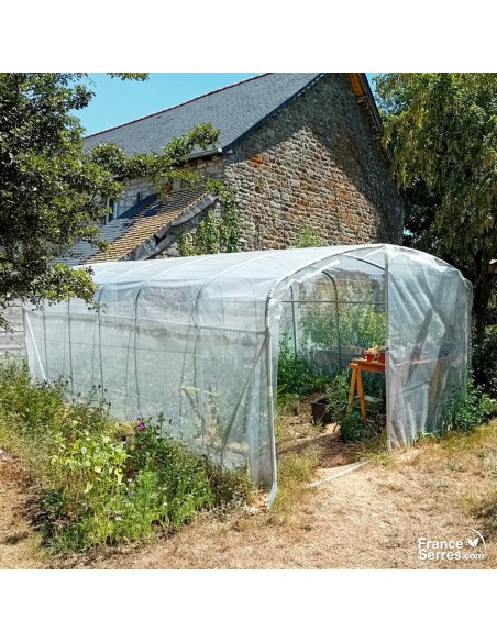 Serre tunnel de jardin avec pied droit et deux portes 18m²