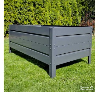 Jardinière sans fond en acier gris anthracite de taille moyenne avec pied à enterrer