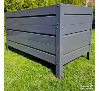 Jardinière sans fond en acier gris anthracite avec pied à enterrer