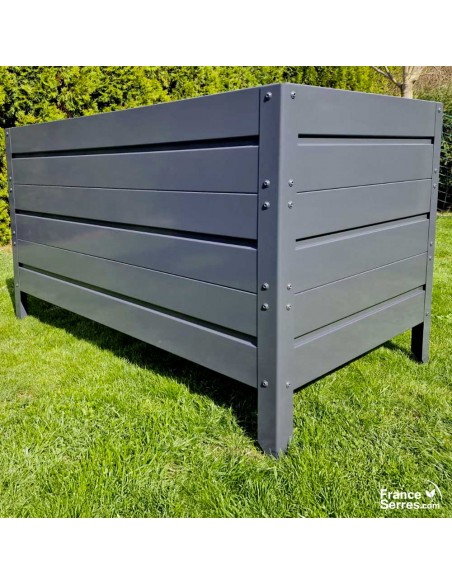 Jardinière sans fond en acier gris anthracite avec pied à enterrer