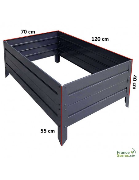Dimensions du bac de culture 120x70x40 avec 15 cm de pied à enterrer