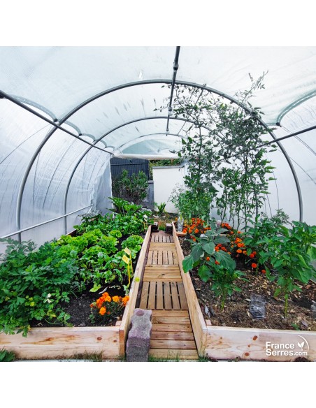 Serre tunnel de jardin de 9m² avec 2 portes enroulables