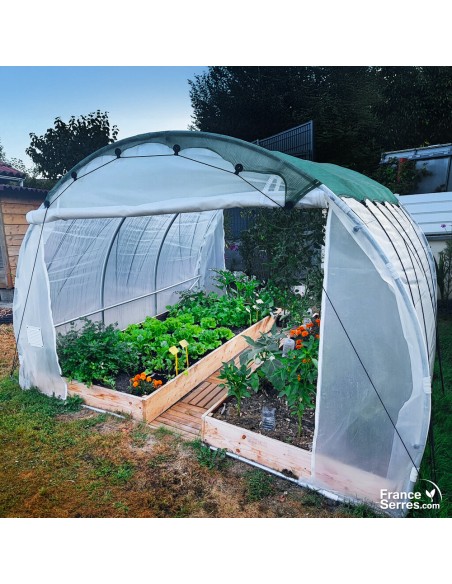 Serre tunnel de jardin de 9m² avec 2 portes enroulables